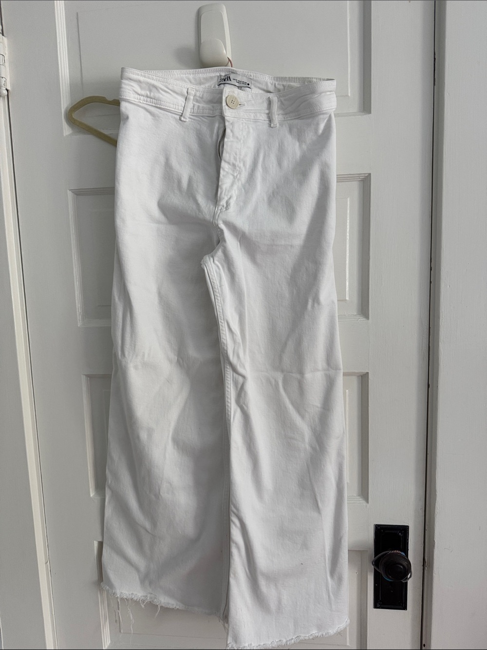 Zara High-Rise White Wide-Leg Jeans